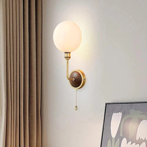 Blemontt - Traditional Vintage Wall Lamp Made of Brass, Ash Wood