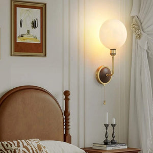 Blemontt - Traditional Vintage Wall Lamp Made of Brass, Ash Wood
