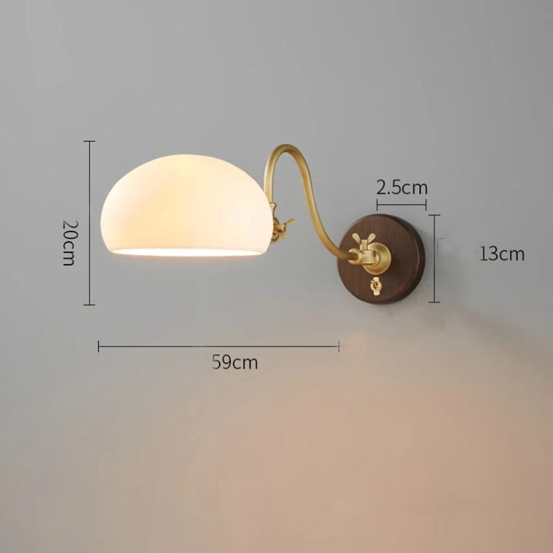Blemontt - Traditional Vintage Wall Lamp Made of Brass, Ash Wood
