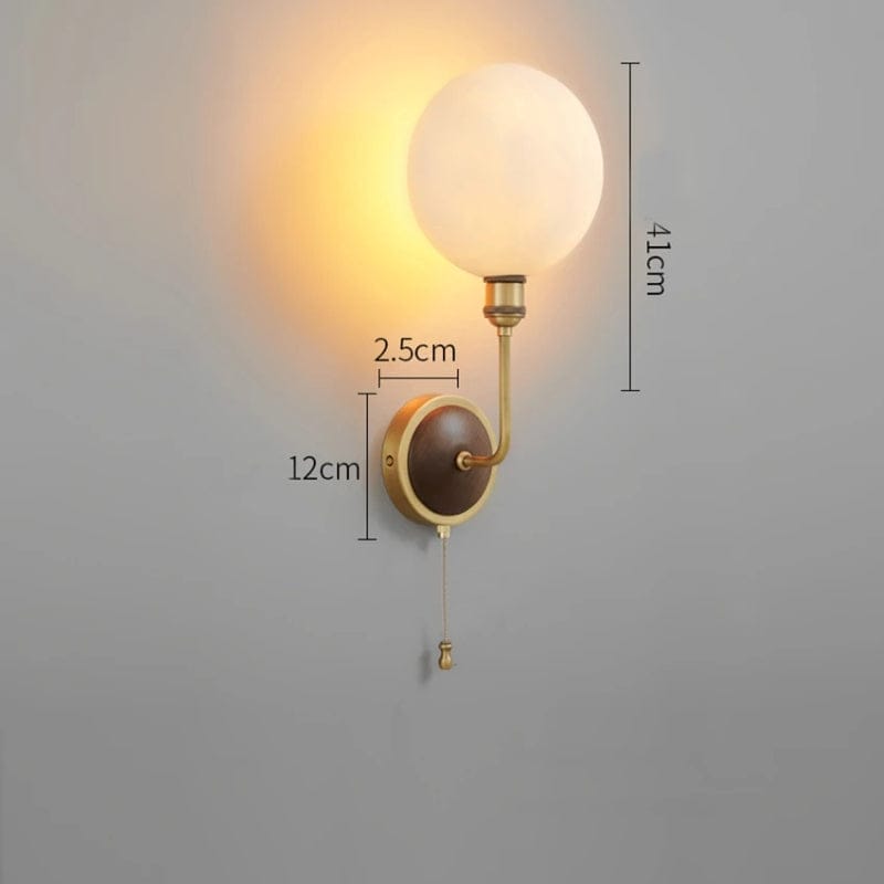 Blemontt - Traditional Vintage Wall Lamp Made of Brass, Ash Wood