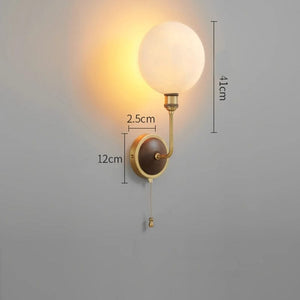 Blemontt - Traditional Vintage Wall Lamp Made of Brass, Ash Wood