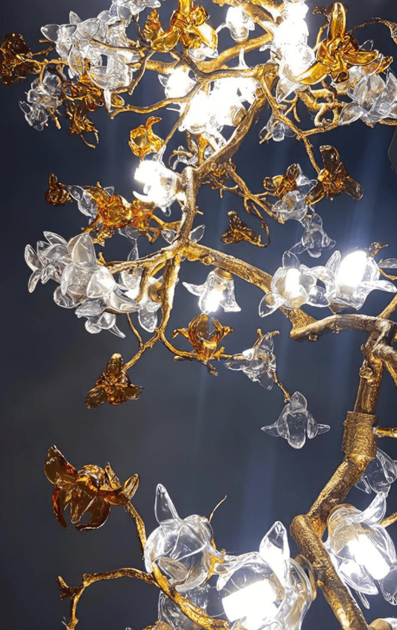 Brass Maple Long Branch Staircase Chandelier