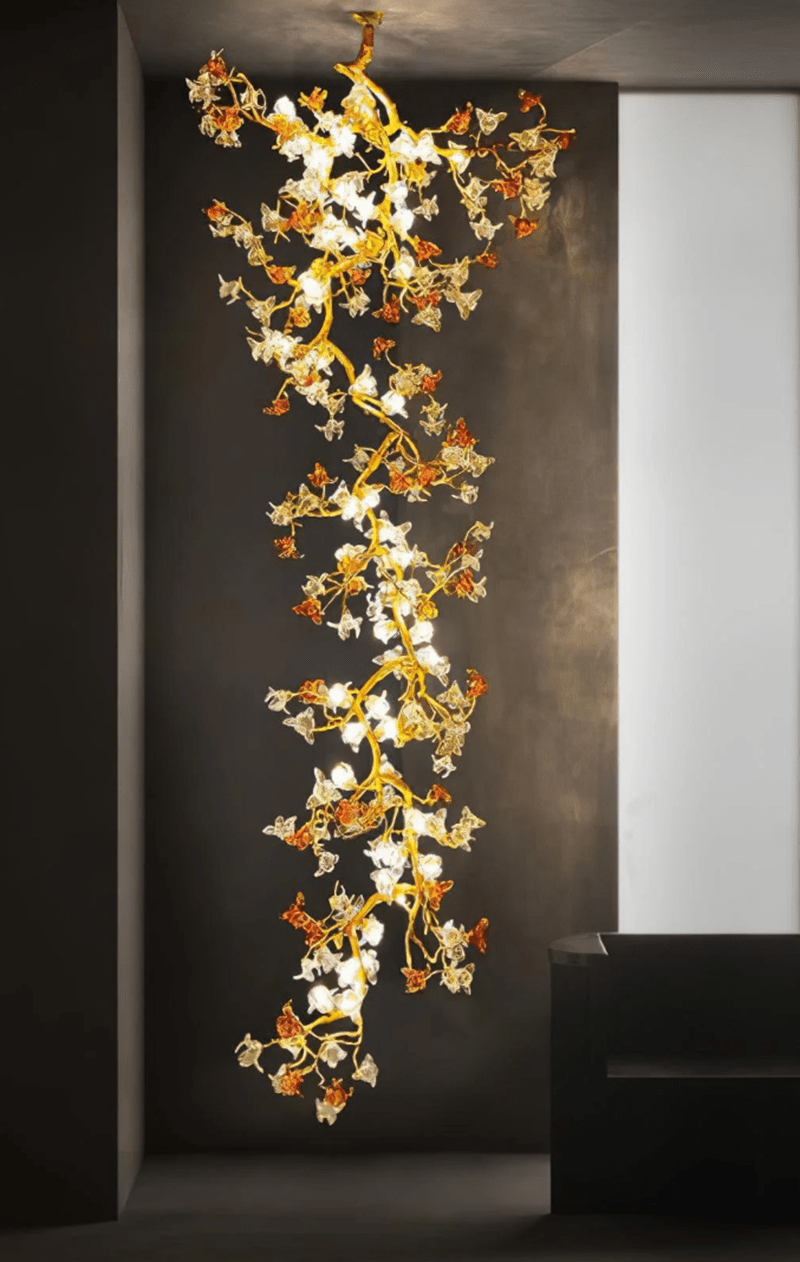 Brass Maple Long Branch Staircase Chandelier