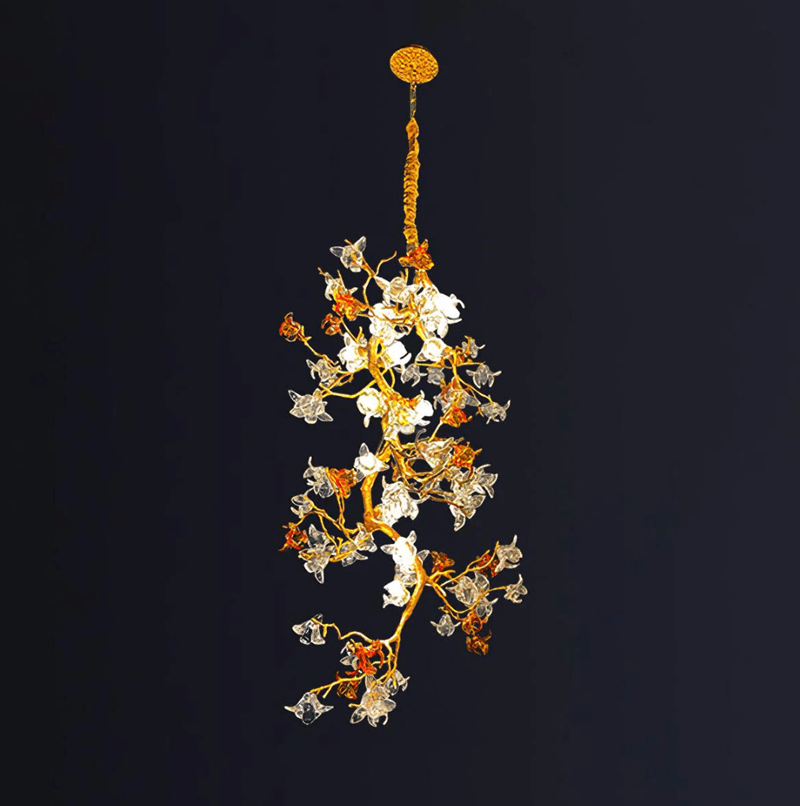 Brass Maple Long Branch Staircase Chandelier