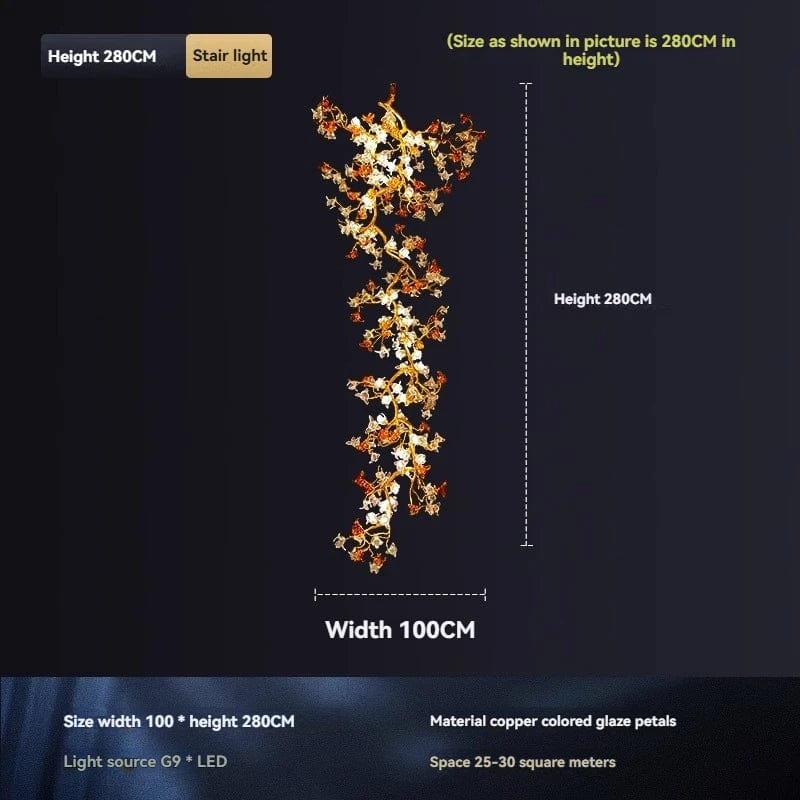 Brass Maple Long Branch Staircase Chandelier