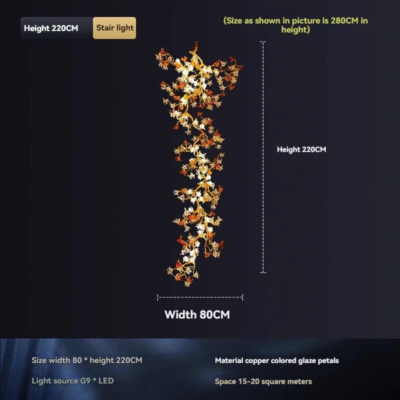 Brass Maple Long Branch Staircase Chandelier