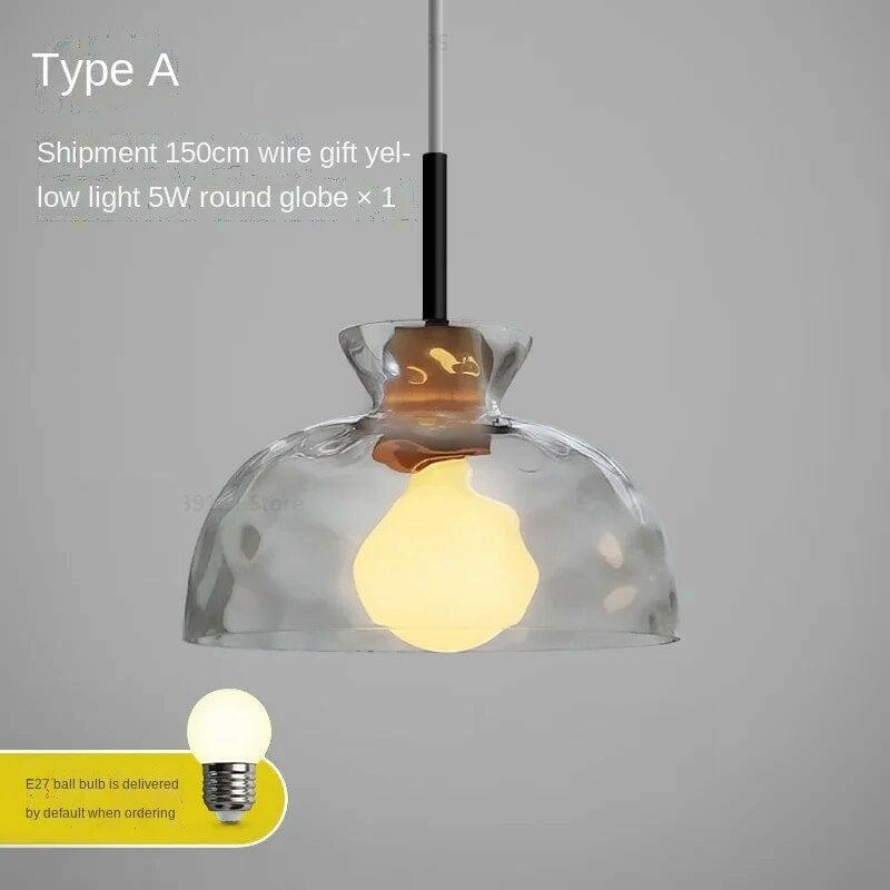 Brooke - Water Ripple Style Clear Glass Pendant Lamp