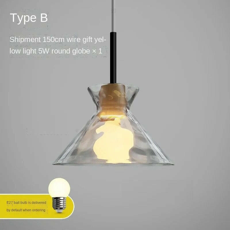 Brooke - Water Ripple Style Clear Glass Pendant Lamp