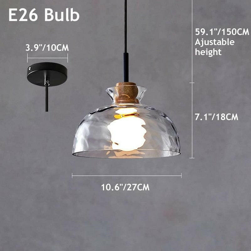 Brooke - Water Ripple Style Clear Glass Pendant Lamp