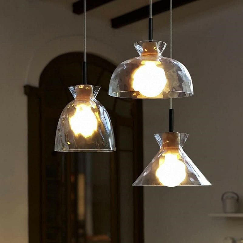 Brooke - Water Ripple Style Clear Glass Pendant Lamp