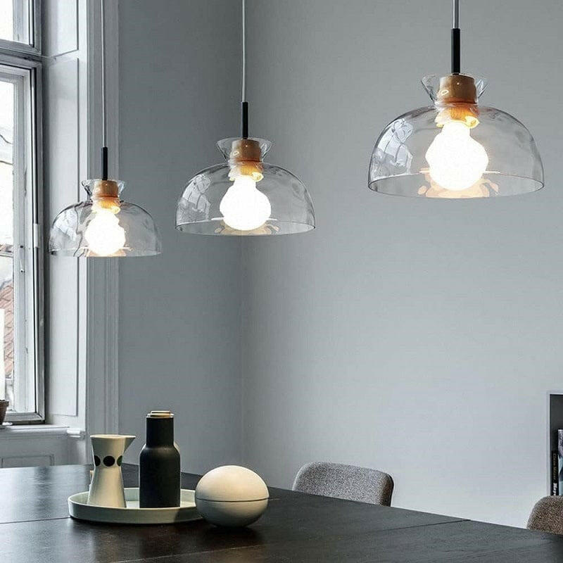 Brooke - Water Ripple Style Clear Glass Pendant Lamp