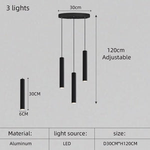 Burke - Chandelier LED Warm Light Black Long Tube