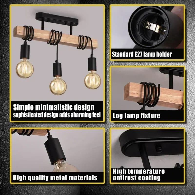Creative Industrial Retro Style Solid Wood Lamp