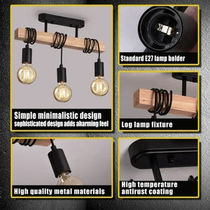 Creative Industrial Retro Style Solid Wood Lamp
