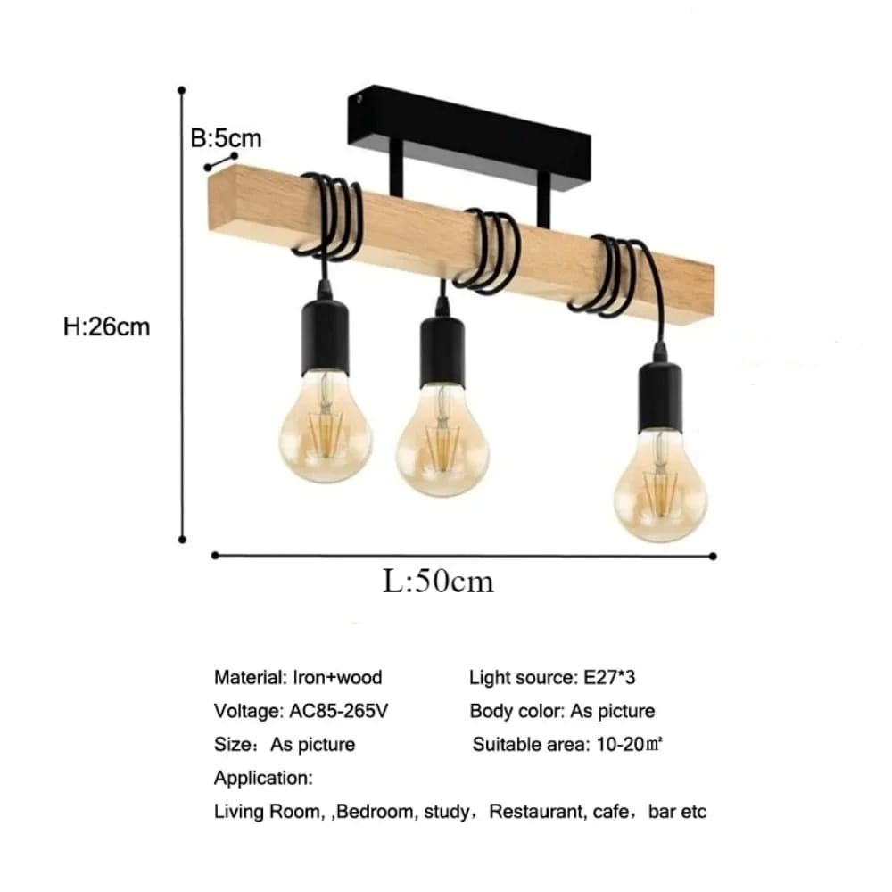 Creative Industrial Retro Style Solid Wood Lamp