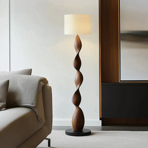 Creative Wooden Floor Lamp with Fabric Shade – Dimmable LED Standing Light