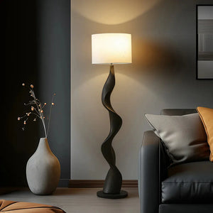 Creative Wooden Floor Lamp with Fabric Shade – Dimmable LED Standing Light