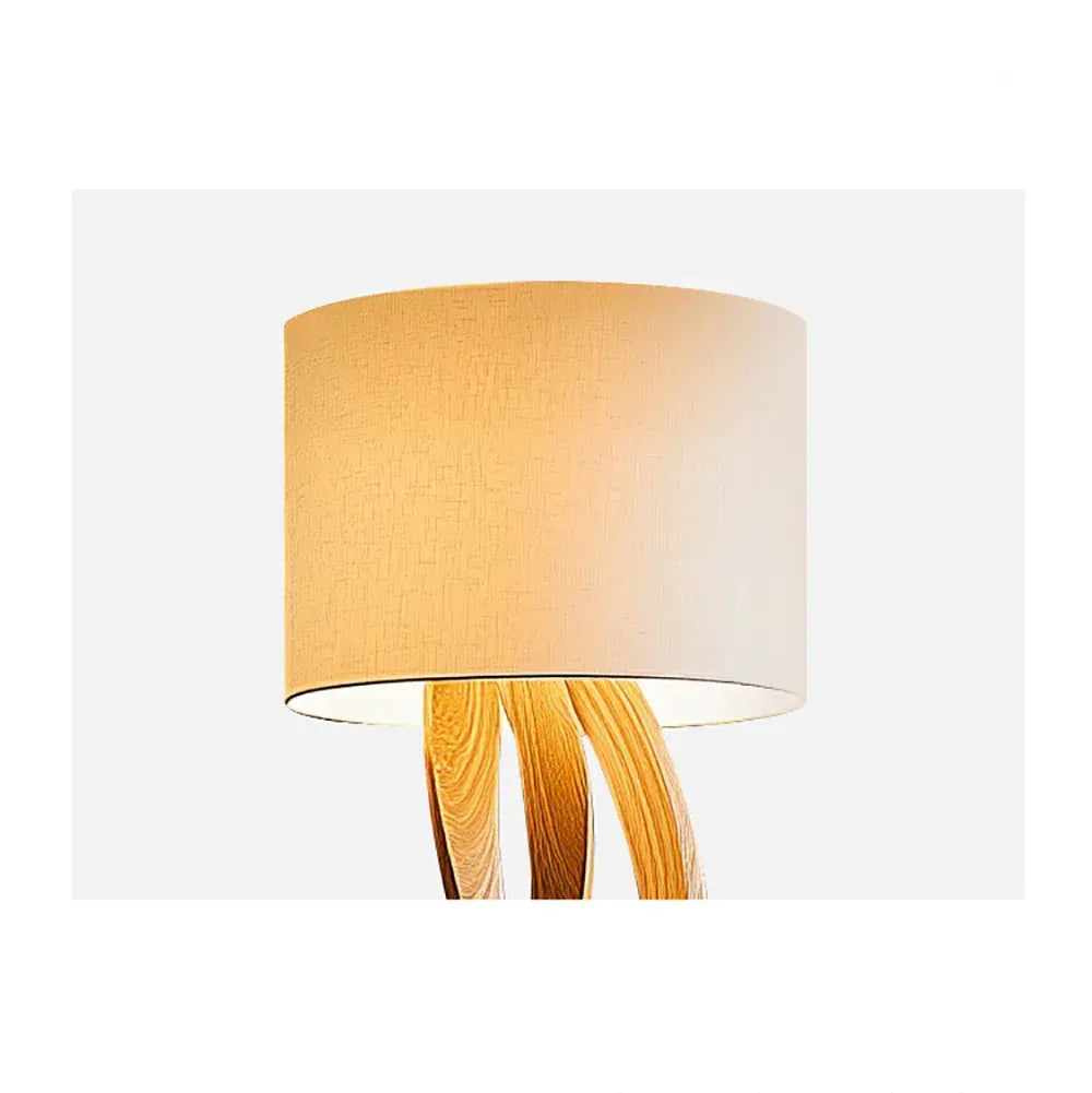 Creative Wooden Floor Lamp with Fabric Shade – Dimmable LED Standing Light