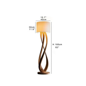 Creative Wooden Floor Lamp with Fabric Shade – Dimmable LED Standing Light