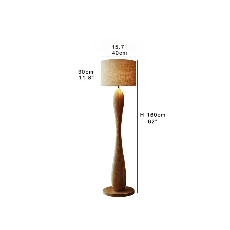 Creative Wooden Floor Lamp with Fabric Shade – Dimmable LED Standing Light