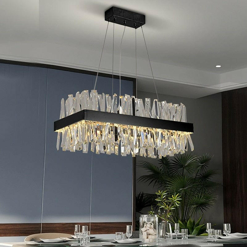 Cristel - Modern Crystal Shard Bar Crystal Chandelier/Black