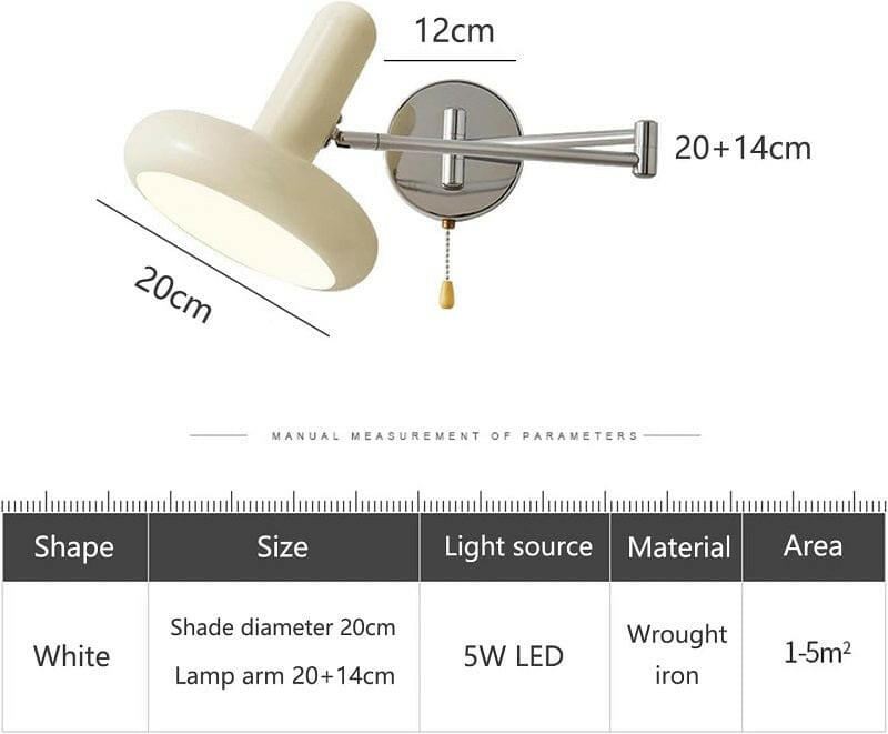 Dag - Nordic Cream White Wall Light with Swing Arm