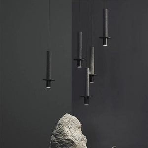 Diletta - Minimalist Italian Black Volcano Stone Pendant Lamp