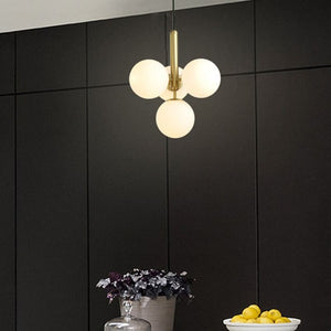 Fly - Design LED suspension Lamp with Gold Cylinder and Glass Balls