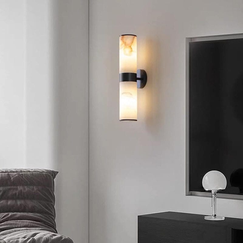 Gold Wall Light with Natural Stone in the Shape of a Cloud