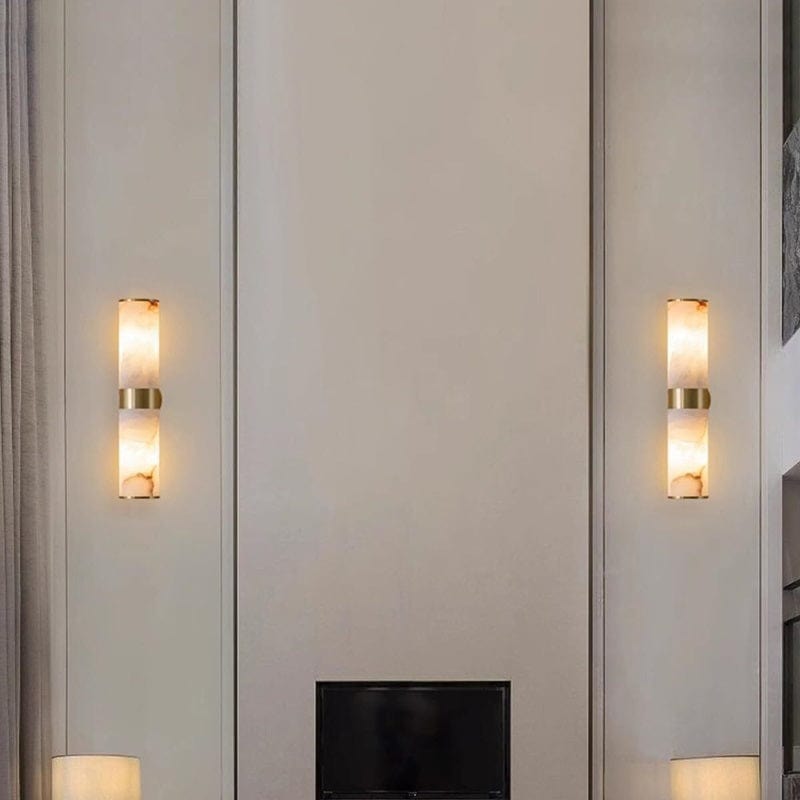 Gold Wall Light with Natural Stone in the Shape of a Cloud