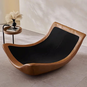 High-end, Minimalist Nordic-Italian Style Genuine Leather Recliner with Wooden Legs, Suitable for the Living Room or Bedroom