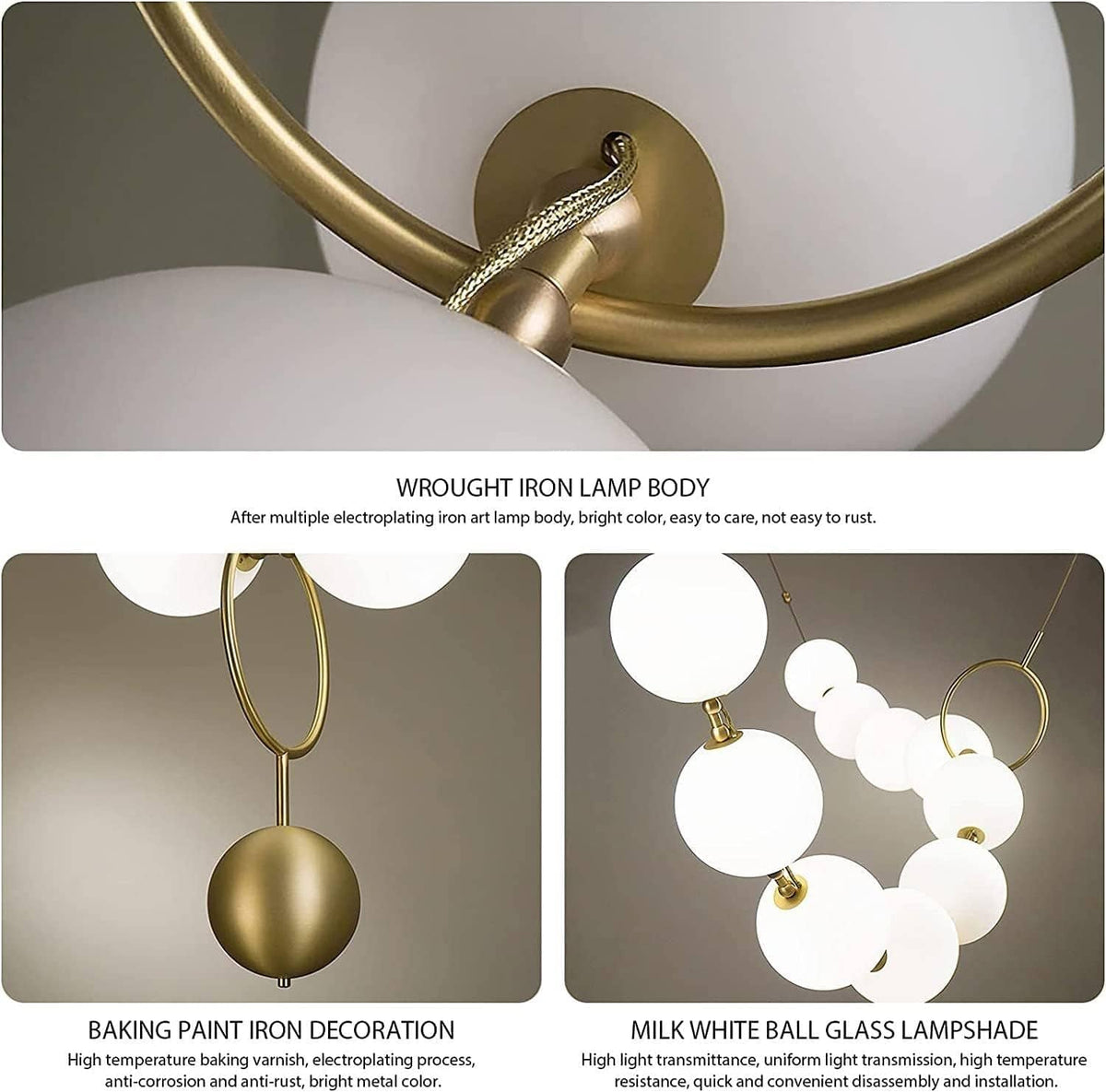Industrial Pendant Light 10 Lights Pearl Necklace Glass Ball