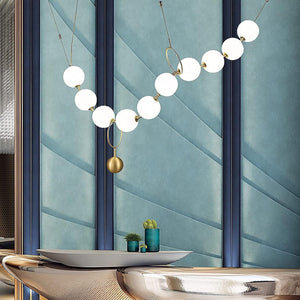 Industrial Pendant Light 10 Lights Pearl Necklace Glass Ball