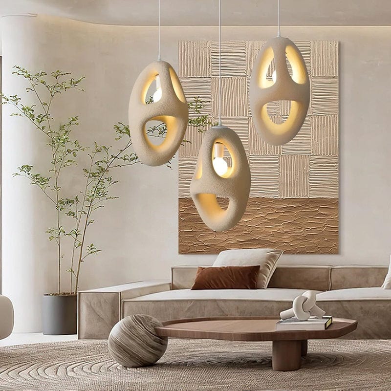 Japanese Wabi-Sabi Circular Geometric Resin Pendant Lamp