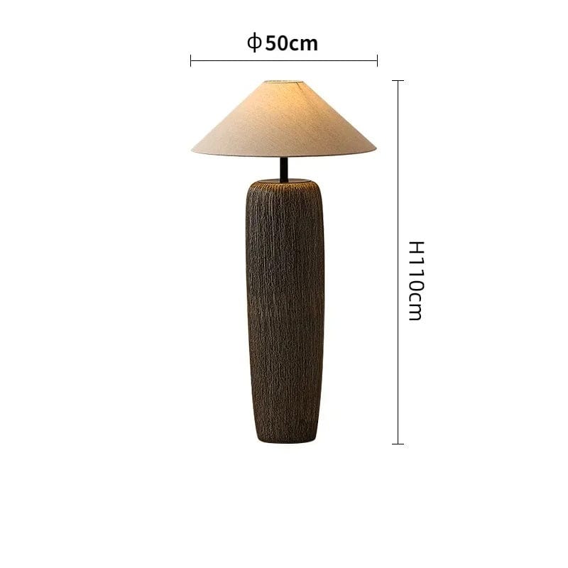 Japanese Design Ceramic Floor Lamp with Nobu Fabric Shade