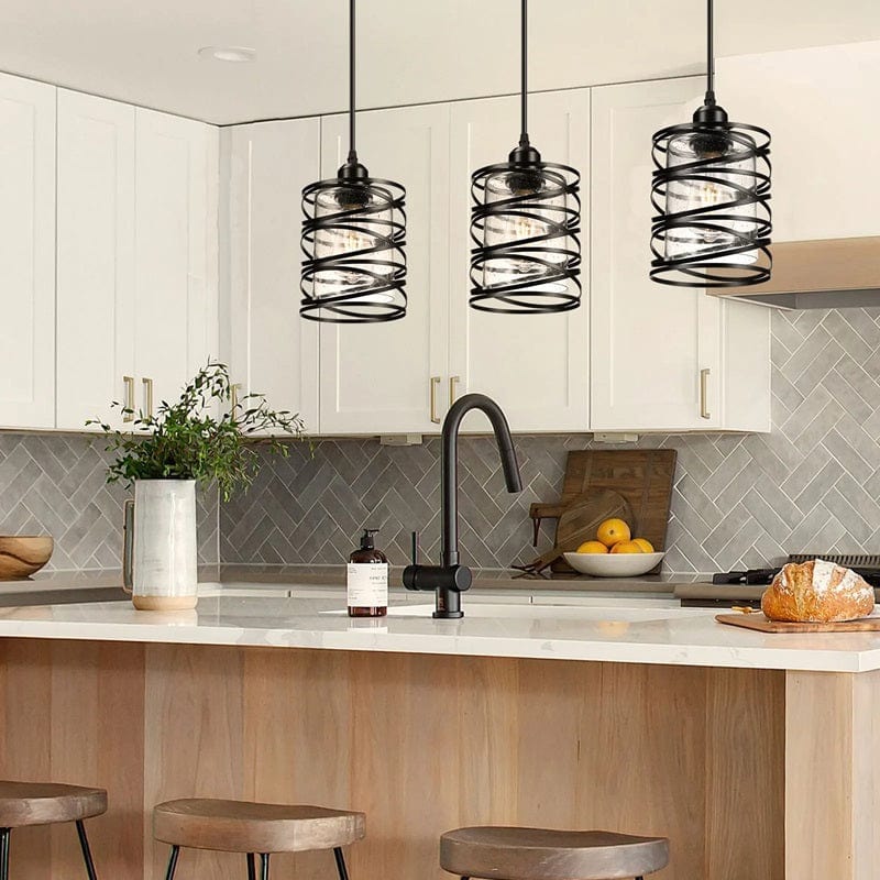 Jasslynn - 3 Pack Black Farmhouse Pendant Light