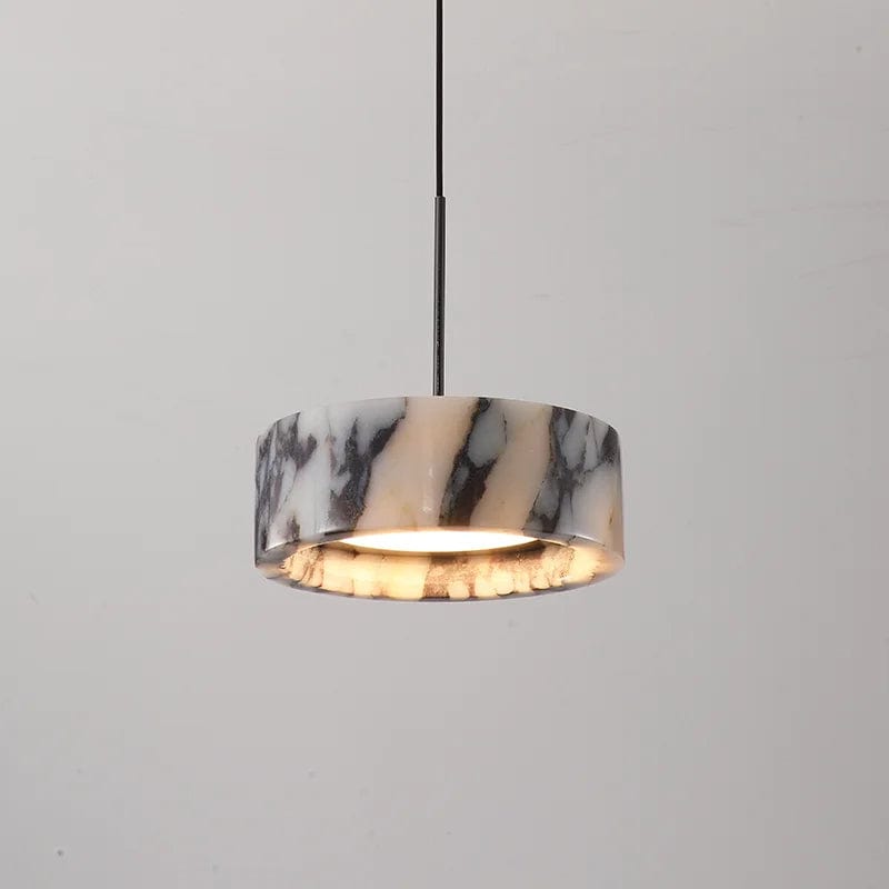 Khloe - Black Round Natural Stone Pendant Light