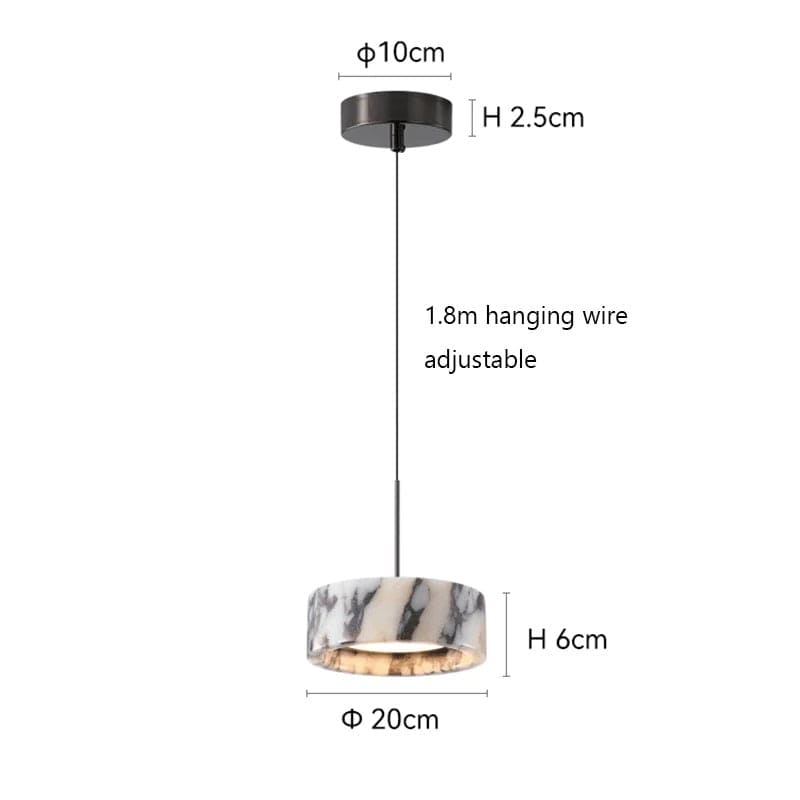 Khloe - Black Round Natural Stone Pendant Light