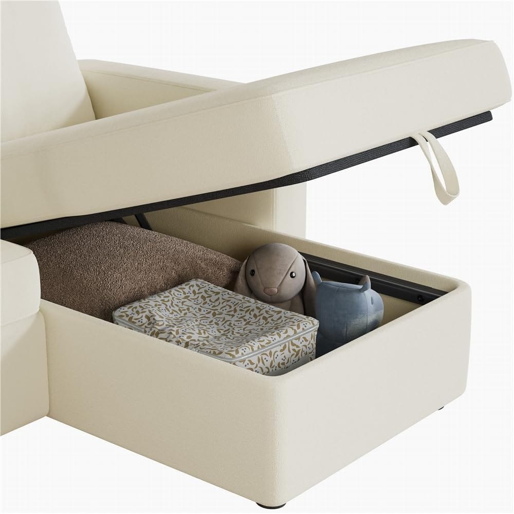 Sectional Sofa L-Shaped Sofa Couch Bed w/Chaise & USB, Reversible Couch Sleeper w/Pull Out Bed & Storage Space Living Room Black | bright&plus.
