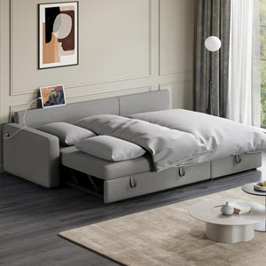 Sectional Sofa L-Shaped Sofa Couch Bed w/Chaise & USB, Reversible Couch Sleeper w/Pull Out Bed & Storage Space Living Room Black | bright&plus.