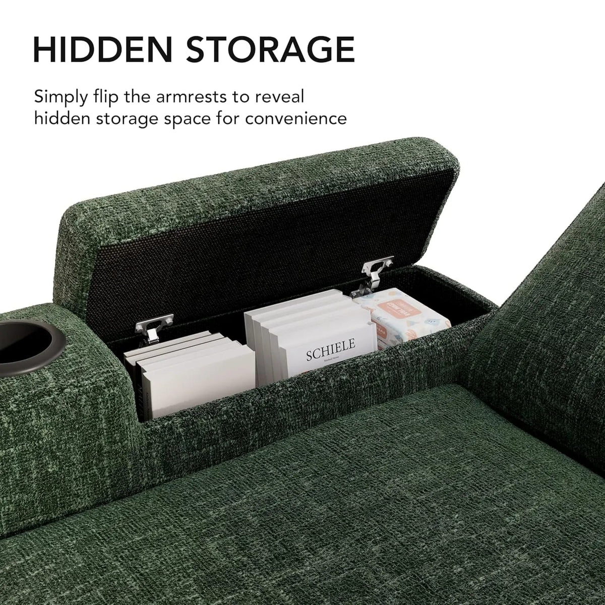 L-Shaped Sleeper Sofa with Pull-Out Bed – 82" Sectional, 5-Position Reclining Backrest, 400L Storage Chaise & Cup Holders