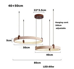 Pendant light with dimensions and specifications on a white background