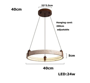 Pendant light with dimensions and specifications on a white background