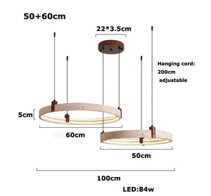 Pendant light with dimensions and specifications on a white background