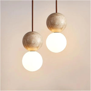 LED Pendant Lamp Cream Stone Style