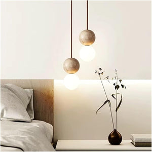 LED Pendant Lamp Cream Stone Style