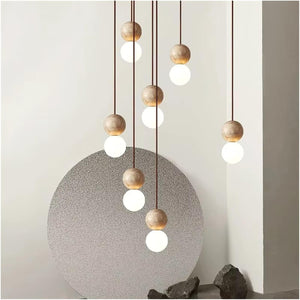 LED Pendant Lamp Cream Stone Style