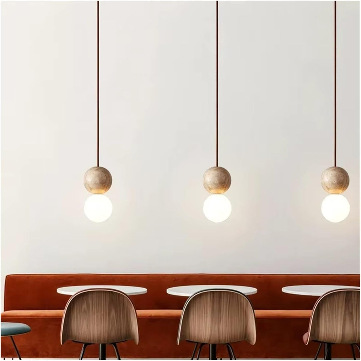 LED Pendant Lamp Cream Stone Style