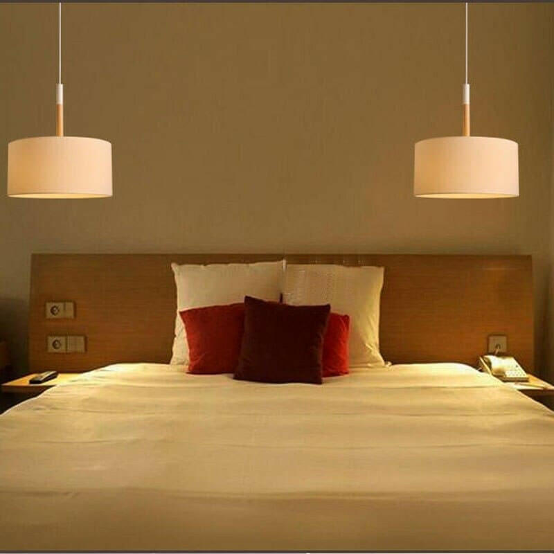 Linka - Solid Wood Light Fixture with Fabric Shade