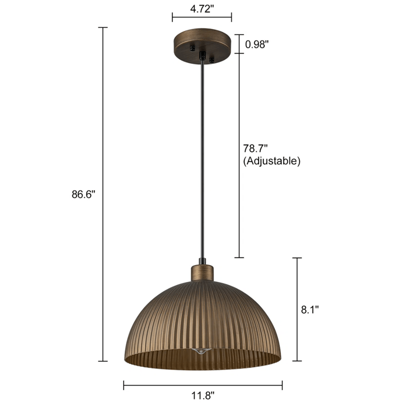 Lozano - Light Single Antique Brass Dome Pendant Light